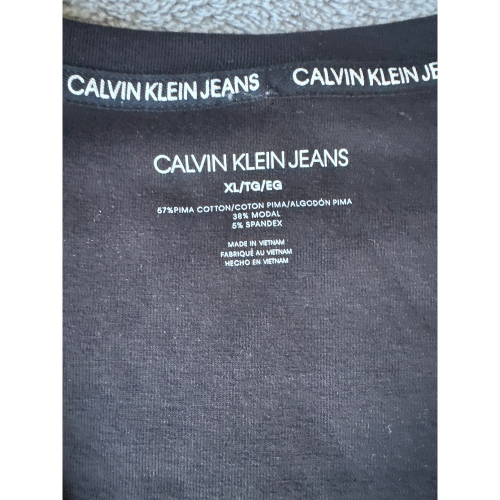 Calvin Klein Jeans Womens Black V-Neck Short Sleeve Logo Bodysuit XL NWT - Picture 2 of 5